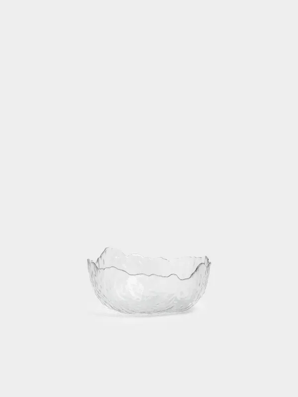 Salad bowl, 17x7 cm, 700 ml, glass, with silver edging, Nautilus silver, image-0