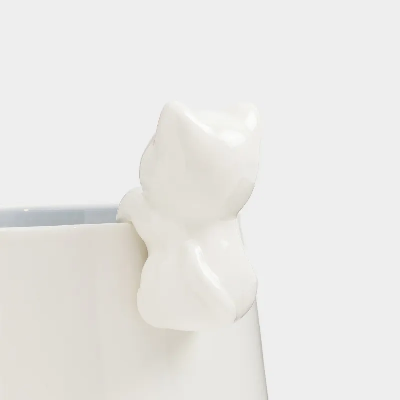 Children's mug room, 360 ml, porcelain P, white-gray, kitten, friend, image-4