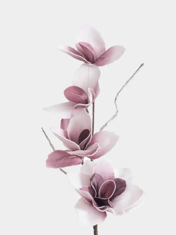 Decorative branch, 90 cm, plastic / foam, Pink magnolia, Magnolia, image-1