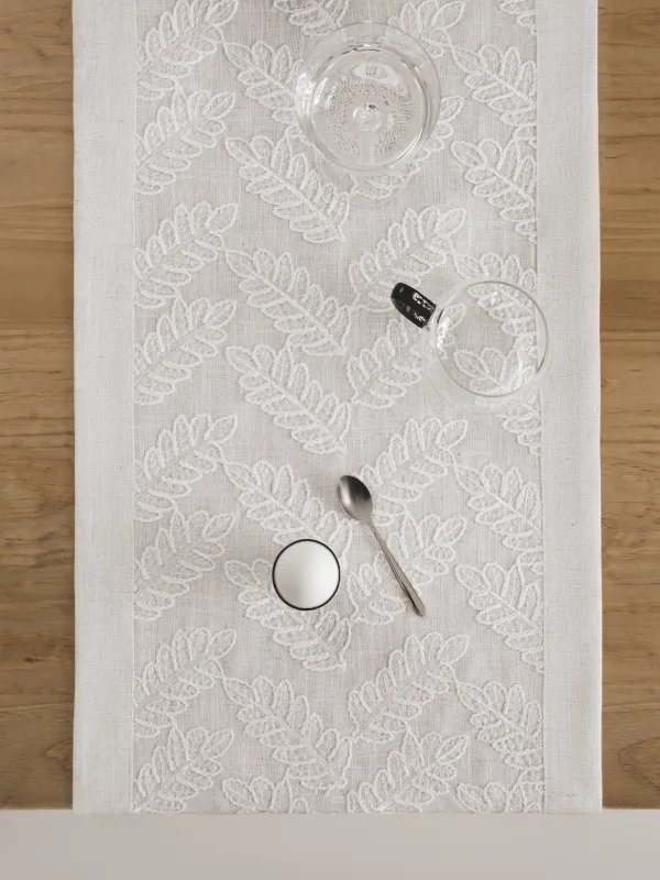 Table runner, 40x160 cm, polyester, milky, Leaves, Fall foliage, image-4