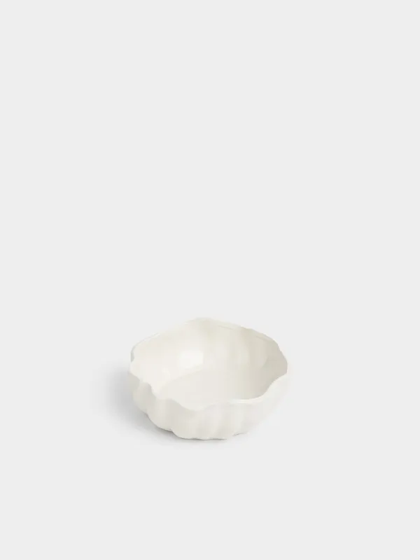 Salad bowl, 21x8 cm, ml, ceramic, milky, Wavy edge, Crumple, image-1