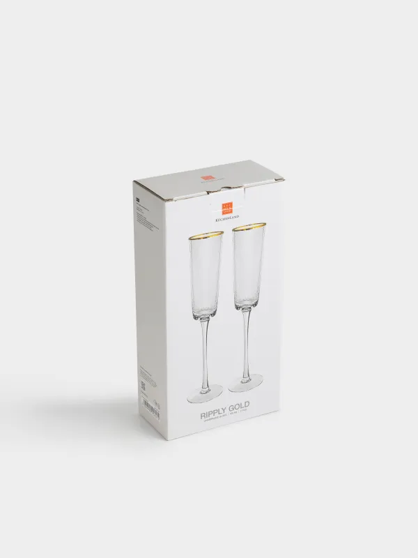 Drinking glass, 160 ml, 2 pcs, glass, with golden edging, Ripply gold, image-4
