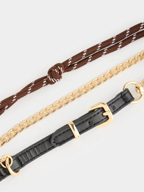 Keychain, 35 cm, metal / polyurethane / polyester, brown-black, Knot, image-1