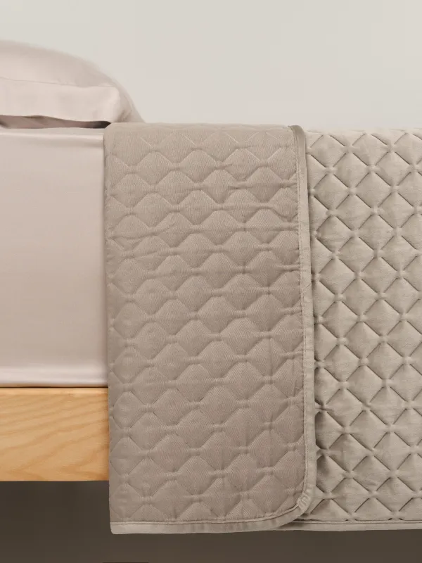 Bedspread, 240x260 cm, quilted, velvet/microfiber, grey-brown, Lavender, Stitch velvet, image-2