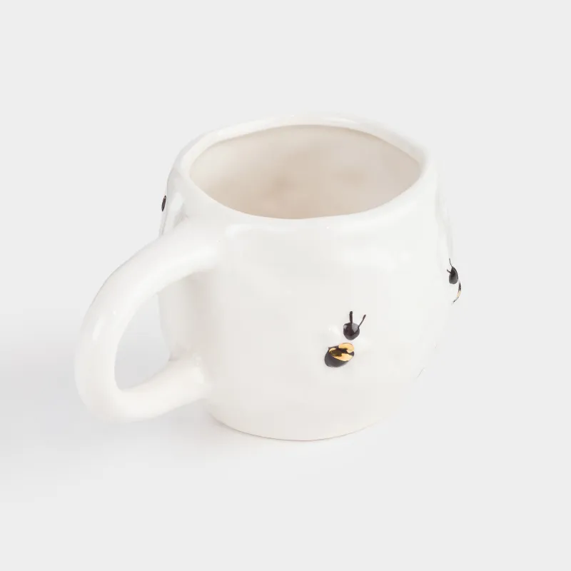 Mug, 400 ml, ceramic, milky, Bees, Honey, image-1