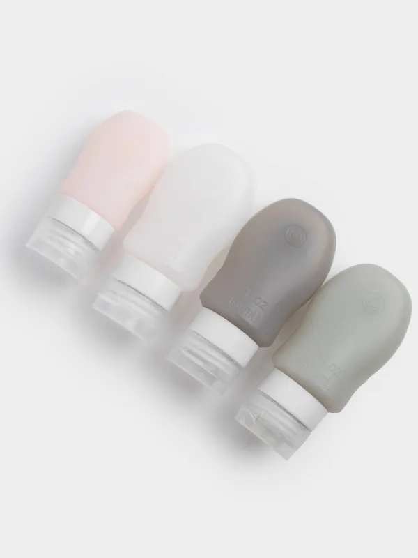 Travel Bottle Set, 4 pcs, suction cup, cosmetic bag, Silicone, Travel color, image-1