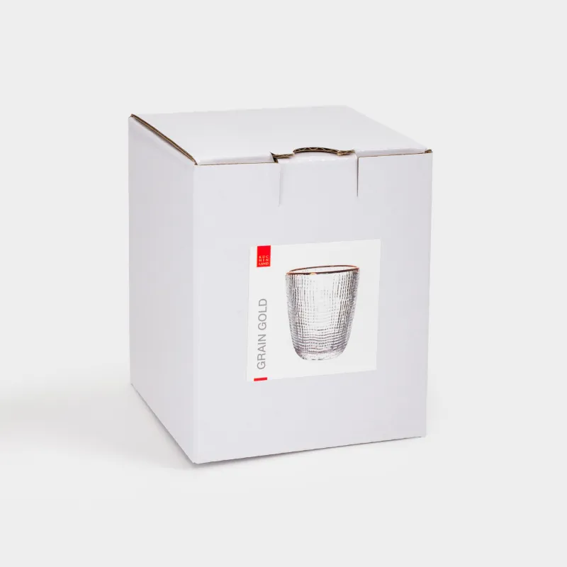 Glass, 10 cm, 320 ml, glass R, with golden edging, Grain gold, image-3