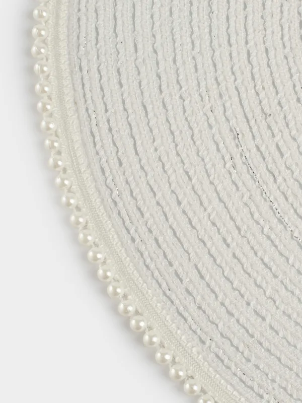 Placemat, 38 cm, polyester / plastic, round, white, Pearl border, Rotary shine, image-2