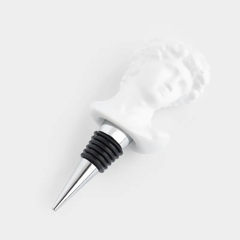 Bottle stopper, 12 cm, metal / ceramic, white, David, Apollo, image-1