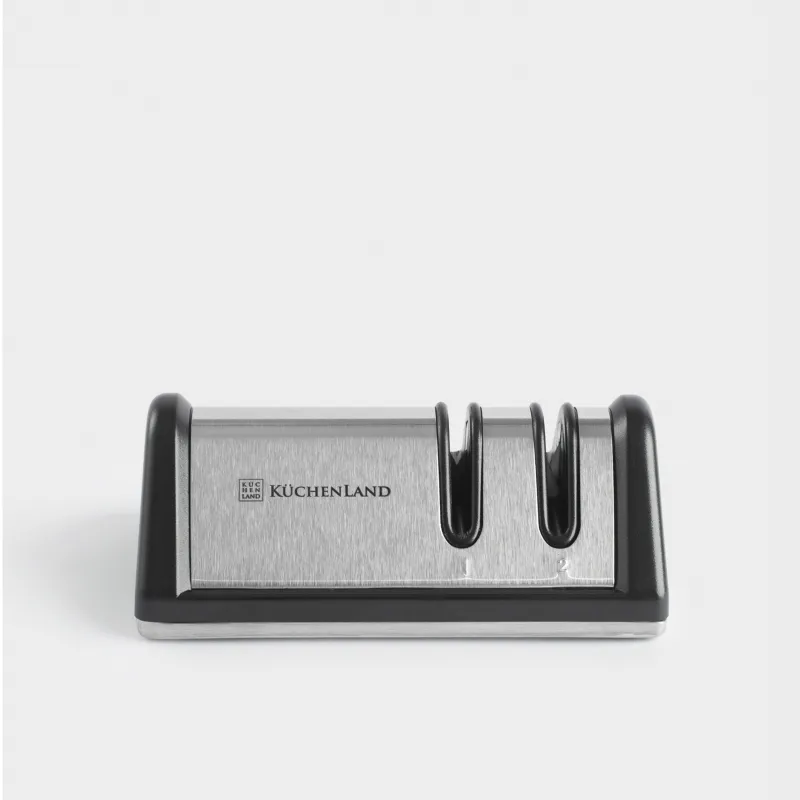 Knife Sharpener, 10 cm, 2-Stage sharpening, black, rhombus shaped, Accessories