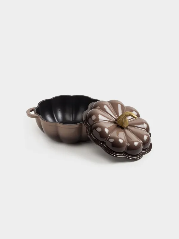 Pot, 20 cm, 1.7 l, with lid, cast iron, Brown, Pumpkin, Gourd, image-4