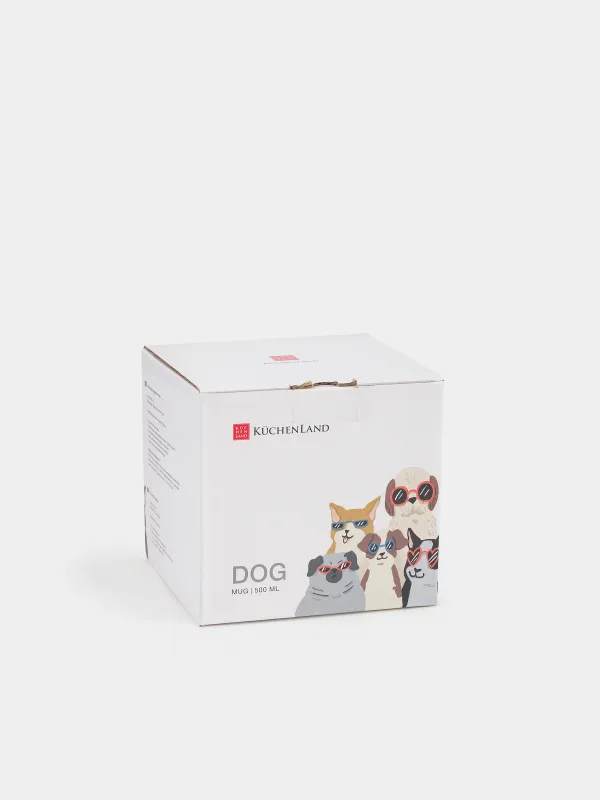 Mug, 500 ml, Porcelain F, White, Dogs with glasses, Dog, image-4