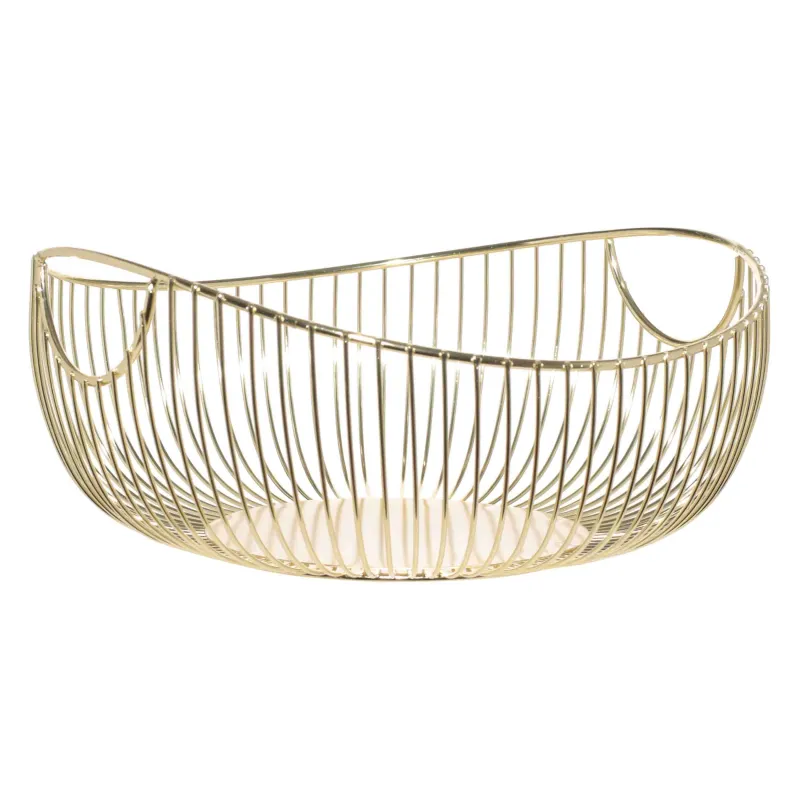 Fruit basket, 28 cm, with handles, metal, golden, Twist gold, image-1