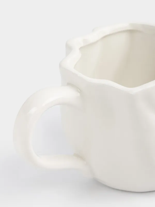 Mug, 440 ml, ceramic, milky, Wavy edge, Crumple, image-2