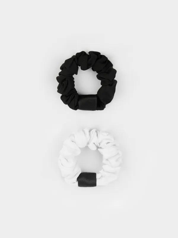 Hair tie set, 7 cm, 2 pcs, polyester, black / white, Silk, image-0