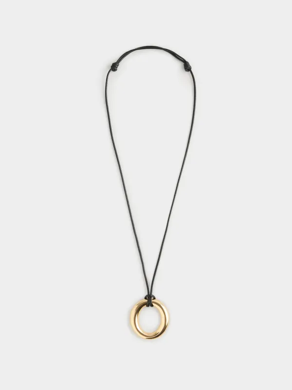 Chain-lace, 60 cm, with pendant, metal / polyester, Gold, Ring, Jewelry, image-0