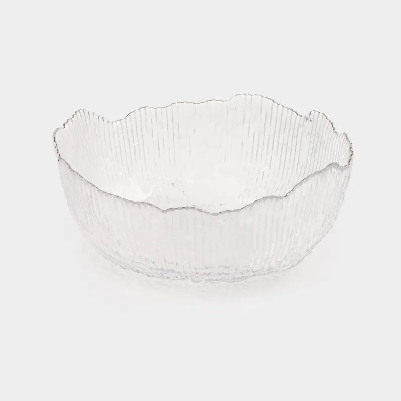 Salad bowl, 20x9 cm, 1,3 l, glass R, with silver edging, Argos silver