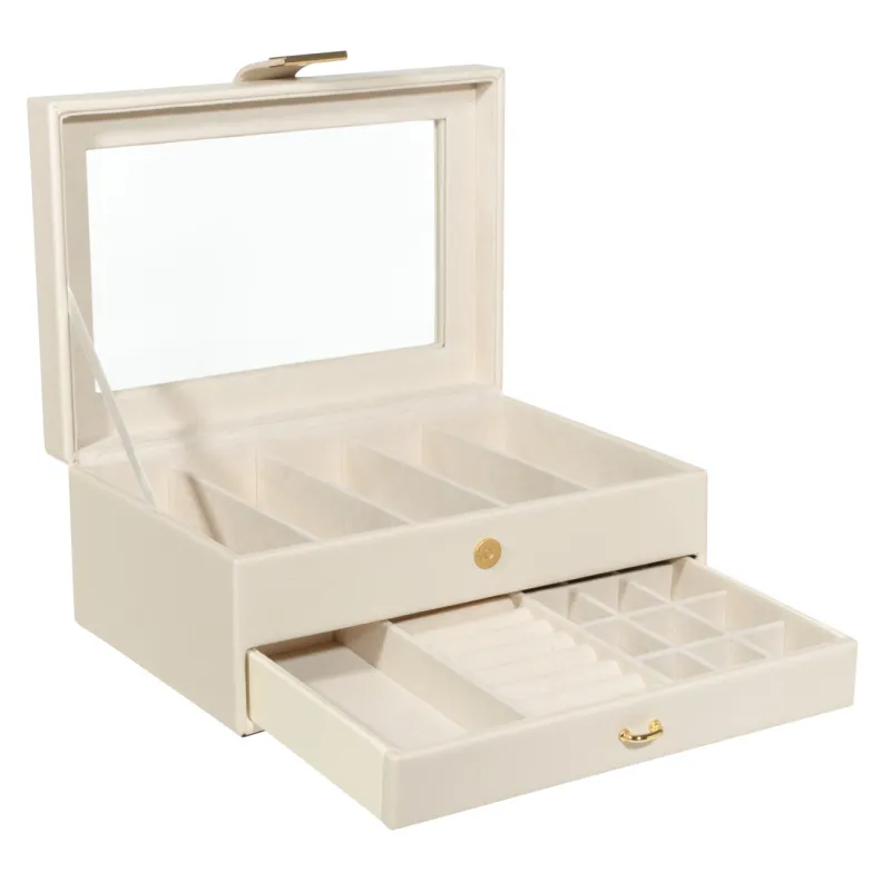 Jewelry box, 26x18 cm, wood/PU leather, ecru, Premiere, image-2