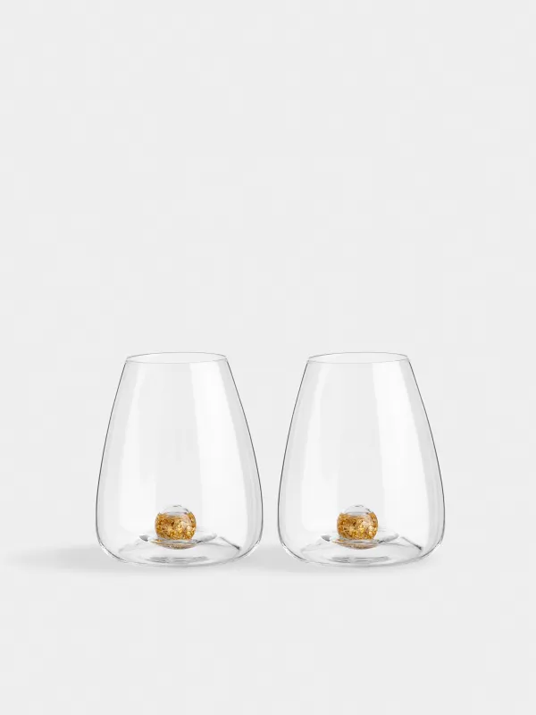 Glass, 11 cm, 460 ml, 2 pcs, crystal glass, Amber ball, Sorento, image-0