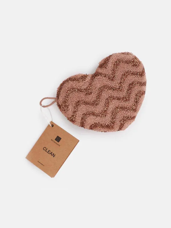 Dish washing sponge, 13x10 cm, double-stranded, polyester / foam, bronze, Heart, Clean, image-4