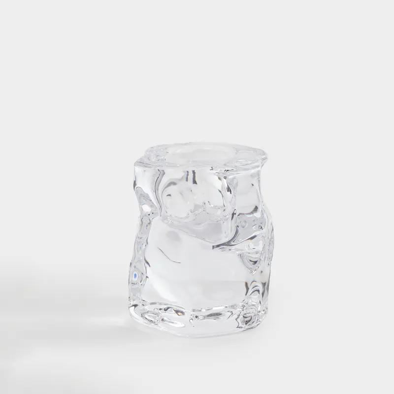 Candlestick, 6 cm, for a thin candle, glass, Concave