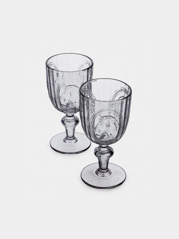 Goblet glass, 280 ml, 2 pcs, glass, Horse, Clear pattern, image-1