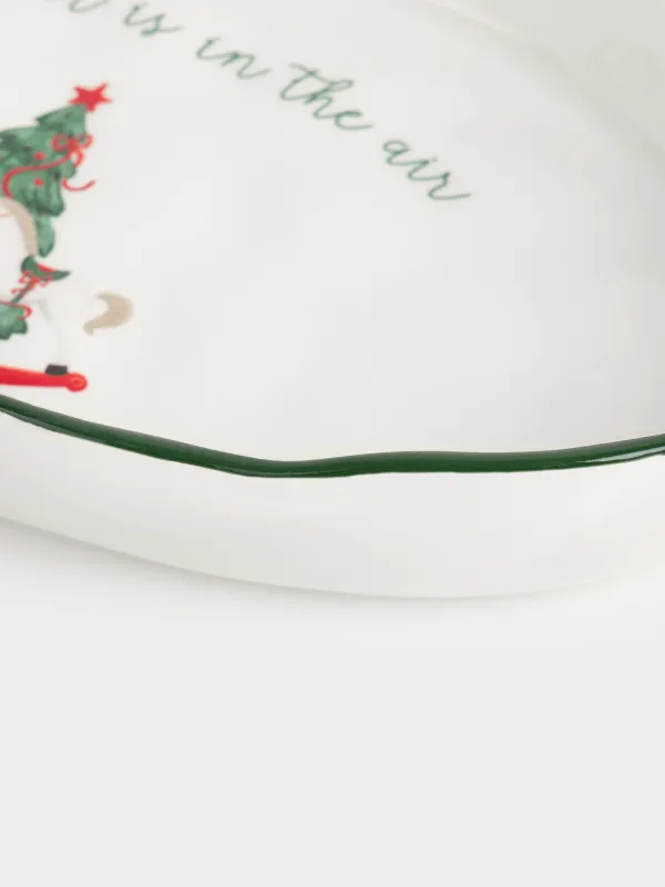Dish, 28x17x5 cm, with sides, ceramic, oval, Horse with Christmas tree, Christmas green, image-5