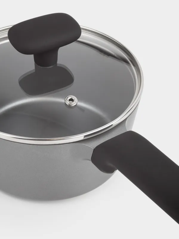 Saucepan, 16 cm, 1.5 l, with lid, coated, aluminum, grey-black, Mintali, image-4