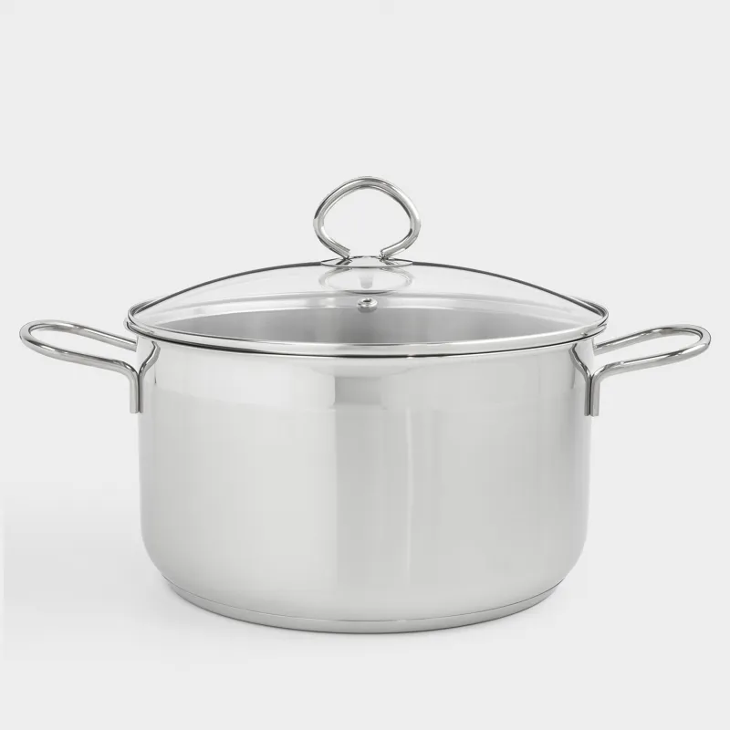 Pot, 24 cm, 6 l, with lid, steel / glass, Egoist lite