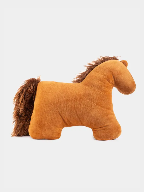 Decorative pillow, 38x32 cm, plush, brown, Horse, Horse cute, image-3