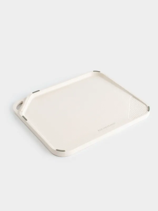 Cutting board, 23x28 cm, with sharpener / garlic grater, plastic, beige, Soft kitchen, image-2