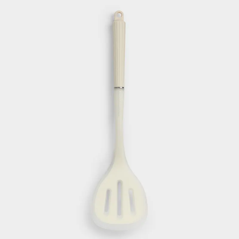Spatula, 35 cm, with slots, silicone/nylon, milky, Milk kitchen
