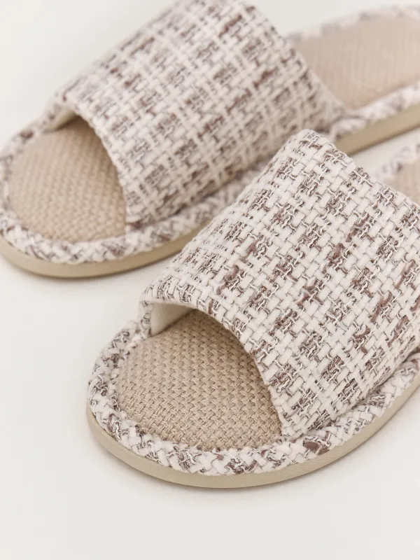 Women's slippers, homewear, size 36-37, Chenille, milky, Chenille, image-2