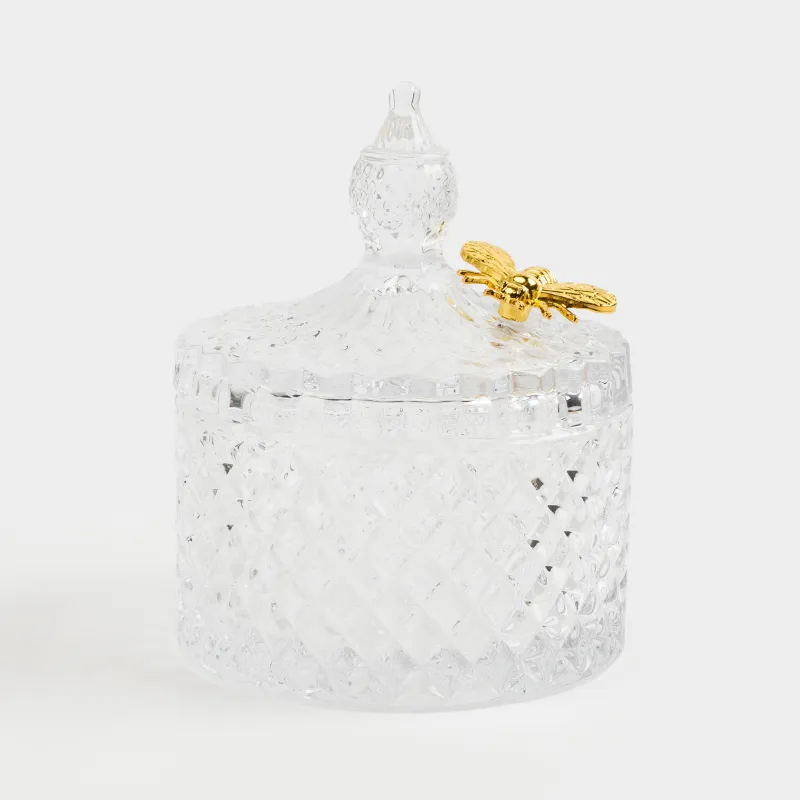 Storage container, 13x11 cm, 320 ml, steclo R / metal, Bee, Honey