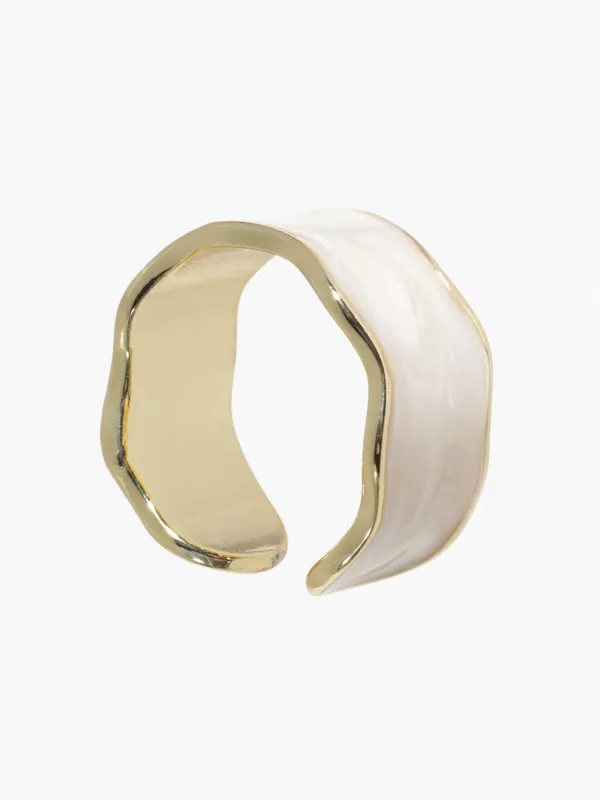 Ring, size S-M, single size, metal, golden beige, Jewelry, image-0