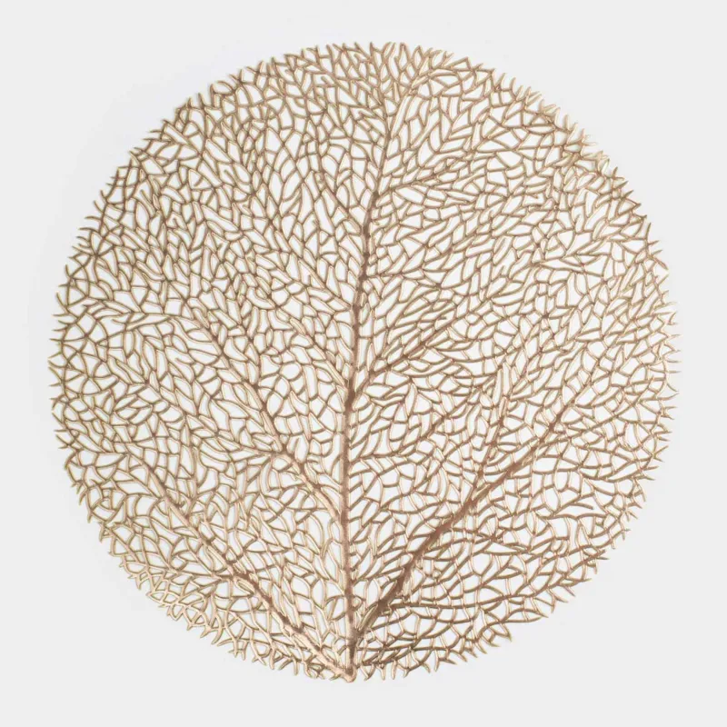 Napkin for appliances, 38 cm, PVC, round, golden, Wood, Azhur Grid