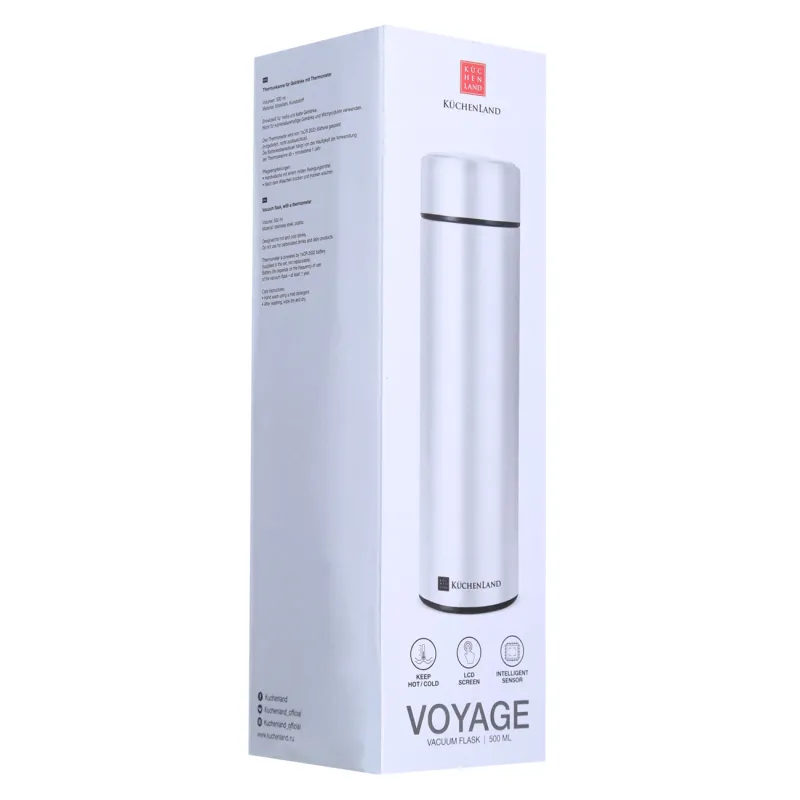 Thermos flask, 500 ml, with thermometer, steel / plastic, white, Celsius, image-5