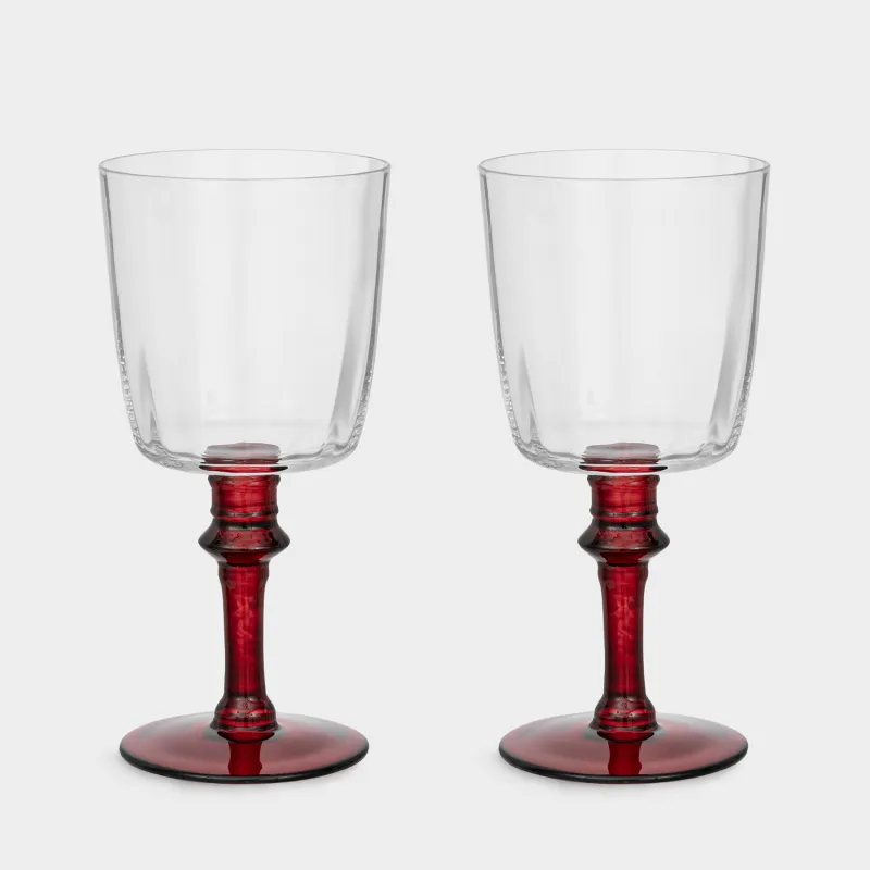 Drinking glass, 340 ml, 2 pcs, glass, red leg, Kalitea
