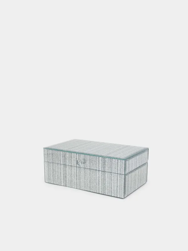 Jewelry box, 21x13 cm, glass, silver, Stripes, Actress, image-0