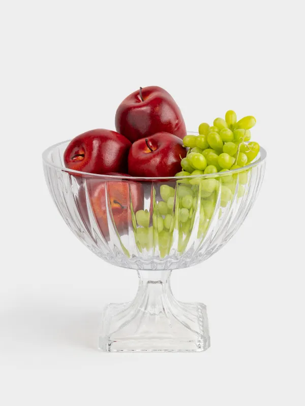 Fruit vase, 25x22 cm, on a leg, glass R, Glare, image-4