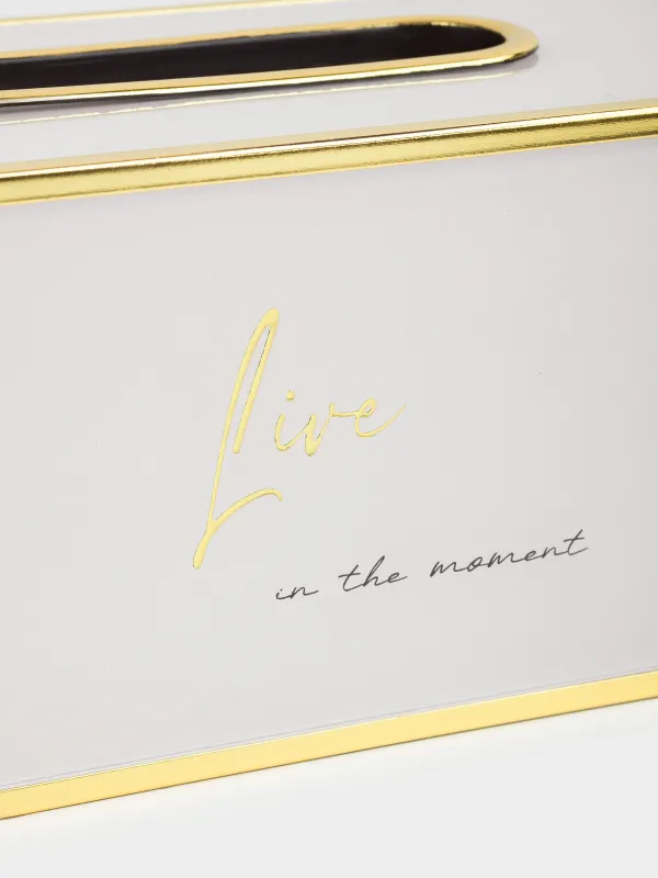 Paper napkin box, 24x13 cm, plastic / glass, milky gold, Live, Fardella, image-4