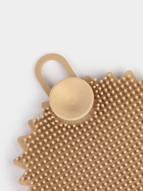 Dish washing sponge, 13 cm, Silicone, Beige, Hedgehog, Manny, image-3