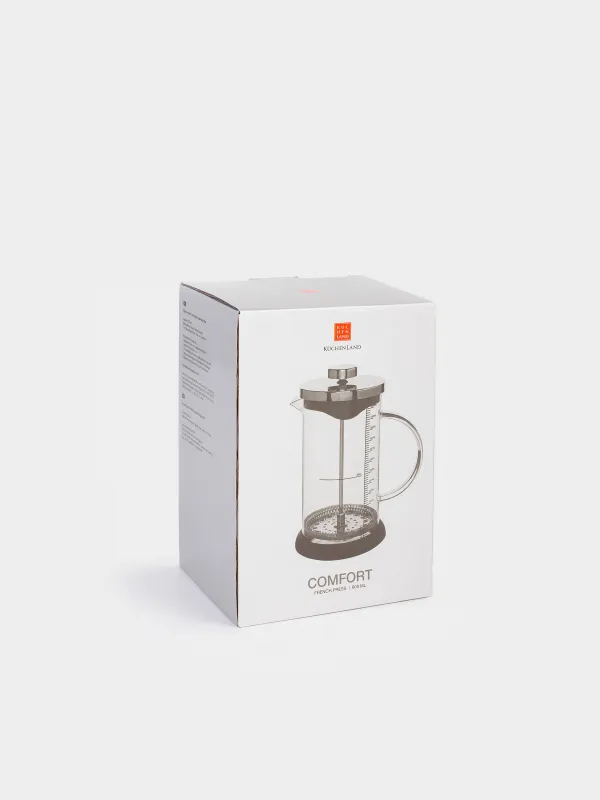 French press, 600 ml, with measuring scale, glass B / steel / plastic, silicone, Comfort, image-6