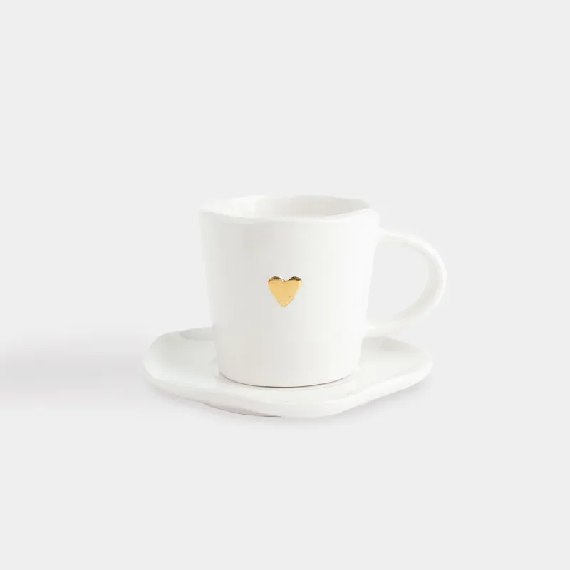 Tea pair, 1 person, 2 items, 250 ml, ceramic, white, Heart, Amour