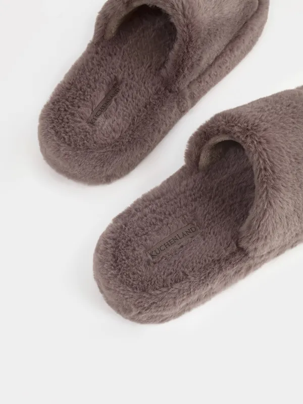 Women's slippers, homewear, size 36-37, artificial fur, brown, Bushy, image-4