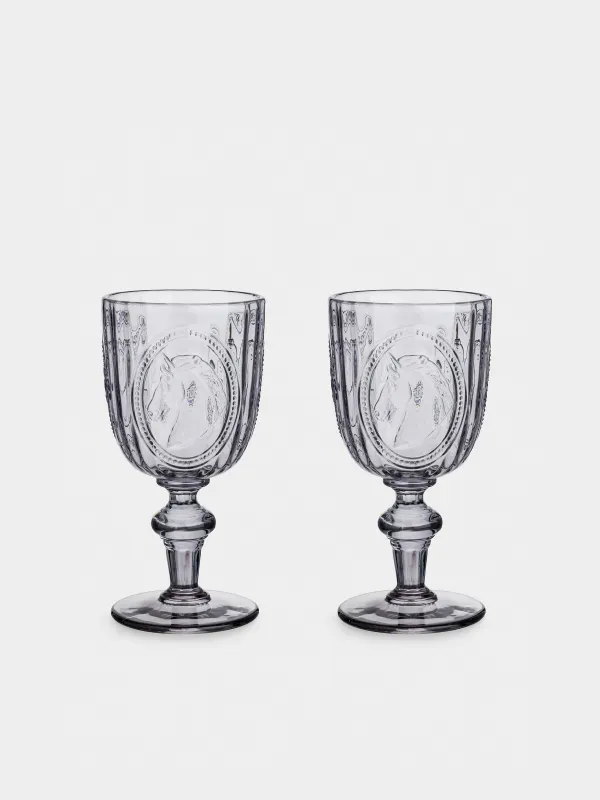 Goblet glass, 280 ml, 2 pcs, glass, Horse, Clear pattern, image-0