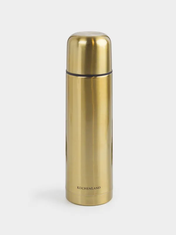 Set for drinks, 2 persons, 3 items, travel, thermos 750 ml, steel / plastic, golden, Classic gold, image-1