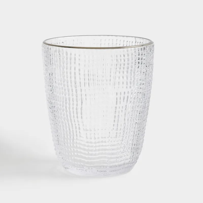 Glass, 10 cm, 320 ml, glass P, with silver edging, Grain silver