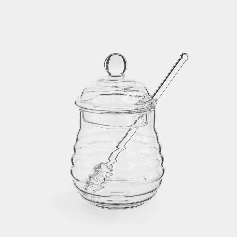 Honey jar, 400 ml, with spoon, glass B, Honey
