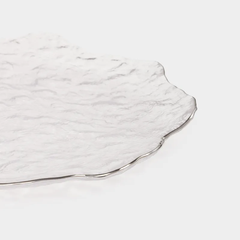 Dish, 30 cm, glass, with silver edging, Nautilus silver, image-3